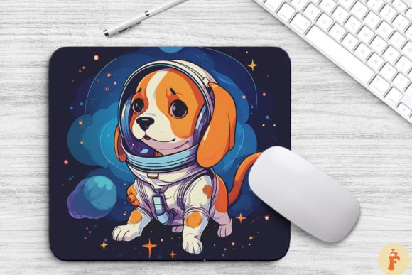 Cute Astronaunt Beagle Dog Mouse Pad