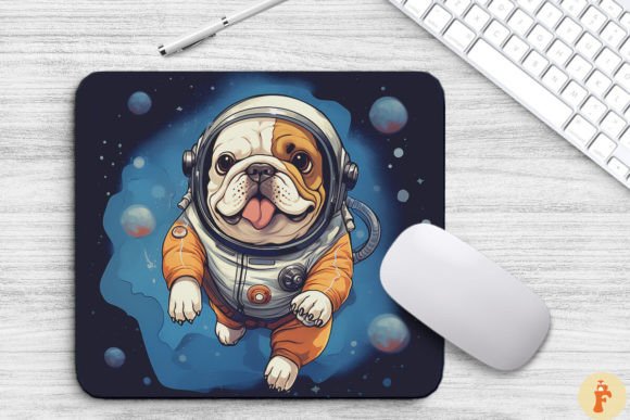 Cute Astronaunt Bulldog Dog Mouse Pad