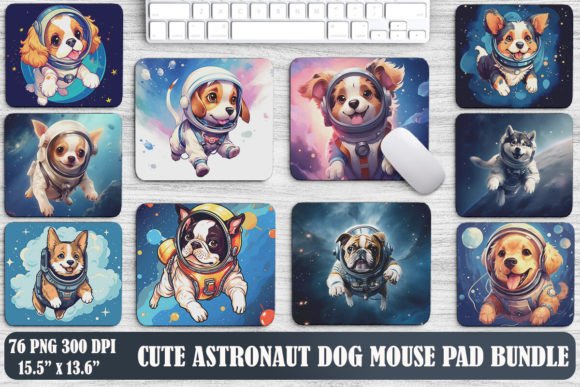 Cute Astronaut Dog Mouse Pad Design