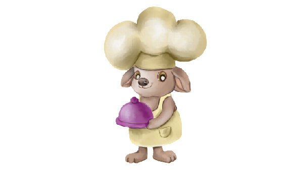 Cute Dog Chef Watercolor