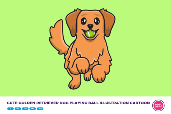 Cute Golden Retriever Dog Playing Ball