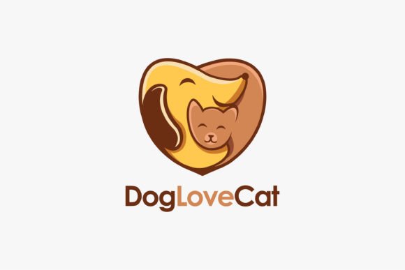 Dog Hugging Cat Logo