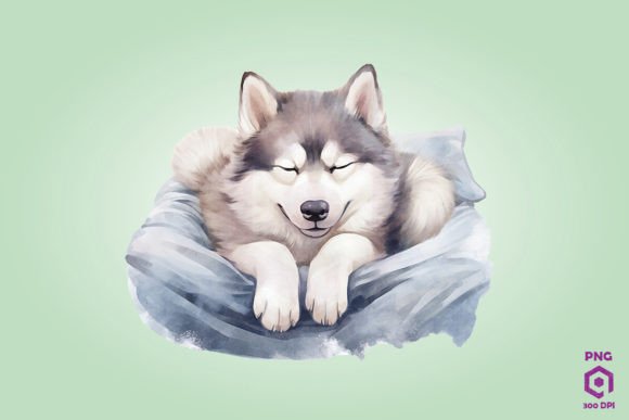 Sleeping Siberian Husky Dog