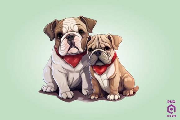 Valentine Couple of Bulldog Dog 1