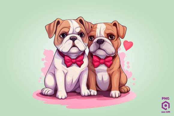 Valentine Couple of Bulldog Dog 2
